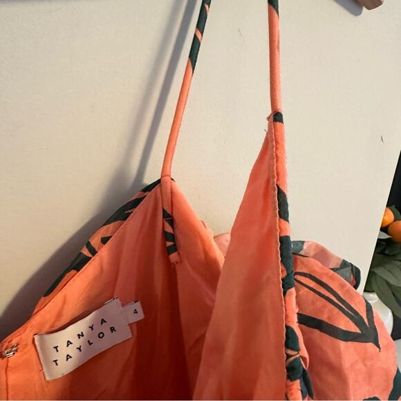 Tanya Taylor Pink Green Leaf Silk Cotton Maxi Dress 4 - Picture 14 of 16